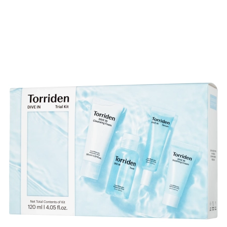 Torriden - Dive-In Trial Kit - Sada hydratačných produktov na tvár - Čistiaca pena 30ml + Tonikum 50ml + Sérum 20ml + Krém 20ml