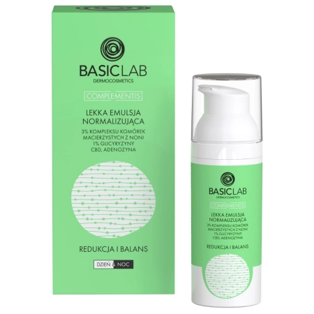 BasicLab - Redukcia a rovnováha - Ľahká emulzia s 3% komplexom kmeňových buniek, 1% glycyrrhizínu, CBD a adenozínom - 50 ml