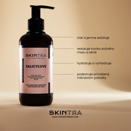 SkinTra - Salicylove - Čistiaci gél s kyselinou salicylovou na tvár a telo - 250ml