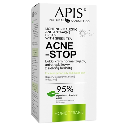 Apis - Home Terapis - Acne-Stop - Light Normalizing and Anti-Acne Cream with Green Tea - Ľahký normalizačný krém proti akné so zeleným čajom - 50ml