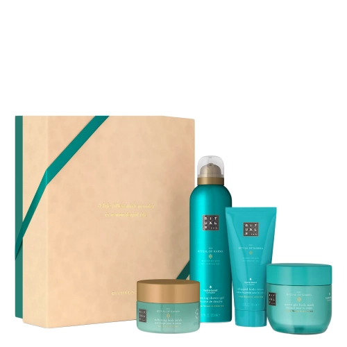 Rituals - The Ritual of Karma Gift Set M - Darčeková sada - Sprchový gél 200ml + Telový krém 125ml + Telový peeling 100ml + Telová maska 125g
