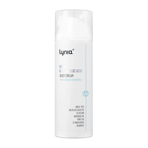 Lynia - Hydratačný exfoliačný krém s 10% ureou, 2% kyselinou salicylovou a 2% kyselinou mliečnou - 150ml