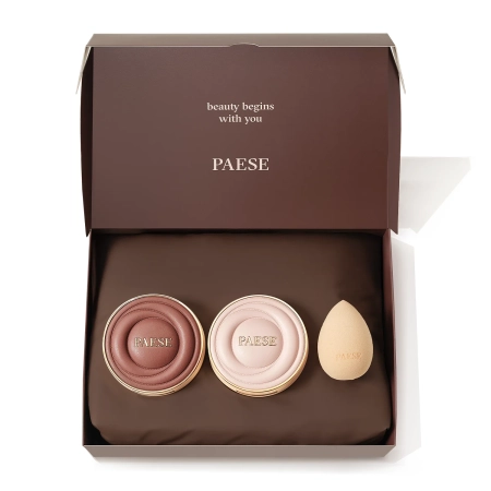 Paese - Vianočná sada - Selfglow Set - Krémový bronzer 8g + Krémové lícenka 8g + Hubka na make-up 1ks + Kozmetická taštičk