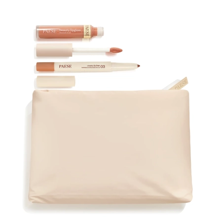 Paese - Vianočná sada - Nude Lip Set - Ceruzka na pery 0,6g + Lesk na pery 4,5ml + Kozmetická taštička