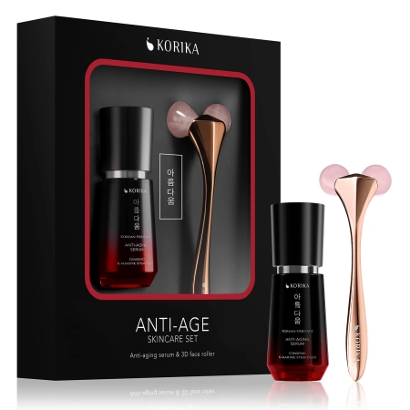 KORIKA - Anti-age Skincare Set - Anti-aging Serum 30 ml & 3D Face Roller - Sada proti vráskam - Sérum 30ml + Roller 1ks