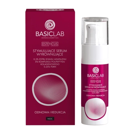 BasicLab - Esteticus - Stimulačné sérum na zjednotenie pleti s 0,3% Adapinoidom, 5% kolagénovým polypeptidom, 0,25% PDRN - 30ml