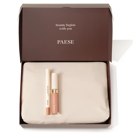 Paese - Vianočná sada - Nude Lip Set - Ceruzka na pery 0,6g + Lesk na pery 4,5ml + Kozmetická taštička
