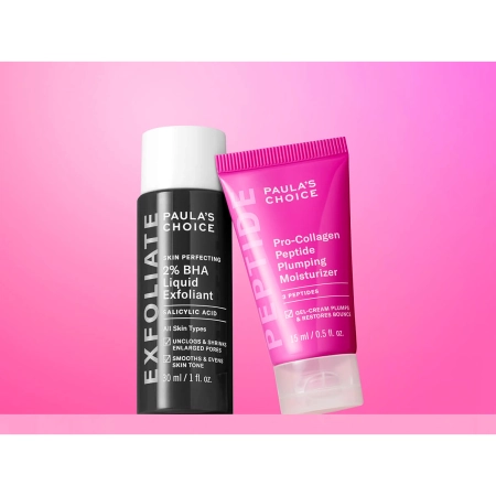Paula's Choice - The Plump & Glow Kit - Sada pre elasticitu a rozžiarenie pleti - Peptidový krém 15ml + Kyselinový peeling 30ml