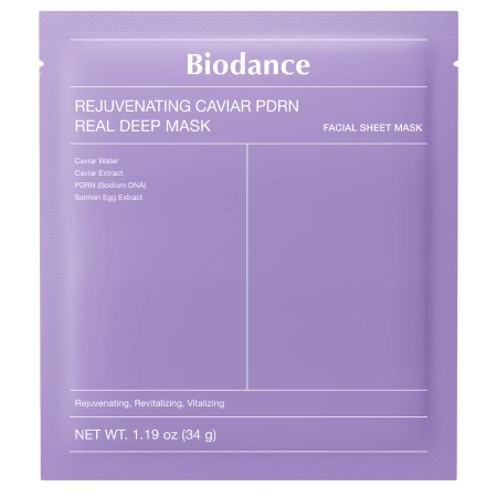 Biodance - Rejuvenating Caviar PDRN Real Deep Mask - Kolagénová nočná plátienková maska s PDRN - 1ks/34g
