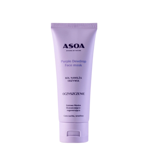 Asoa - Čistiaca a regeneračná maska na tvár - Purple Dewdrop - 75ml