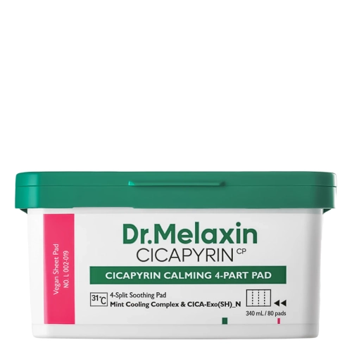 Dr.Melaxin - Cicapyrin Calming 4-Part Pad - Upokojujúce pleťové tampóny s chladivým komplexom - 80ks / 340ml