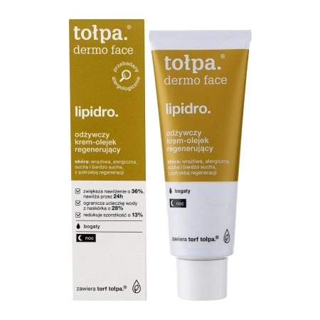 Tołpa - Dermo Face Lipidro - Vyživujúci regeneračný krém-olej na noc - 40ml