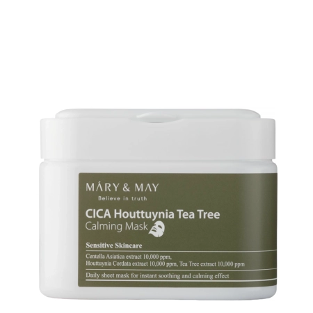 Mary&May - Cica Houttuynia Tea Tree Calming Mask - Sada upokojujúcich plátienkových masiek na tvár - 30ks