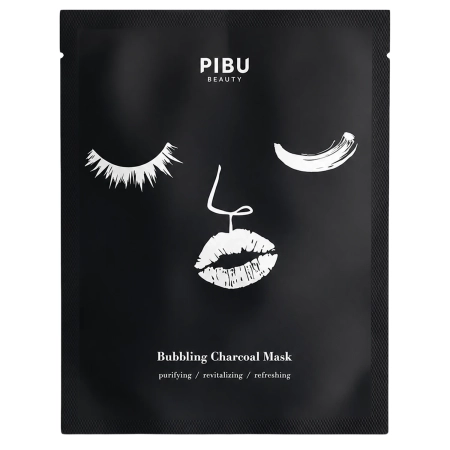 PIBU Beauty - Bubbling Charcoal Mask - Čistiaca plátienková maska na tvár - 27ml