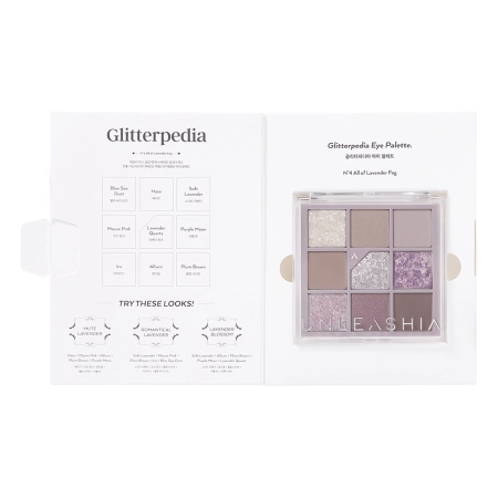Unleashia - Glitterpedia Eye Palette - Paleta vegánskych očných tieňov - 4 All of Lavender Fog - 6,6g