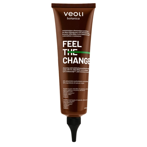 Veoli Botanica - FEEL THE CHANGE - Čistiaci a exfoliačný peeling pre seboreickú pleť so 4% AHA/BHA komplexom kyselín, 0,5% Defenscalp a extraktom z rozmarínu - 150ml