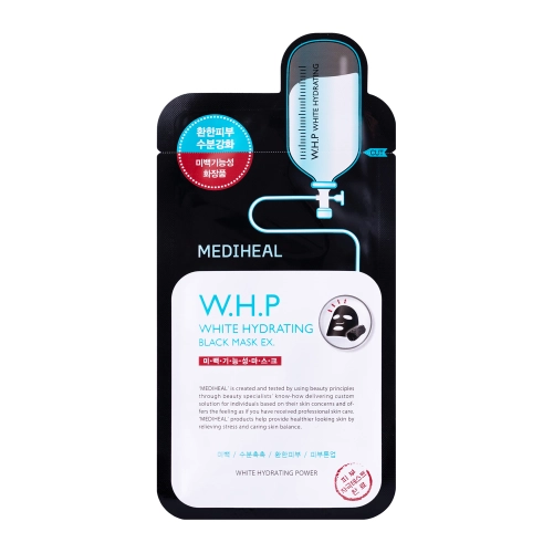 Mediheal - W.H.P White Hydrating Black Mask EX - Rozjasňujúca a hydratačná plátienková maska - 1ks/27ml