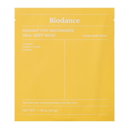 Biodance - Radiant Vita Niacinamide Real Deep Mask - Rozjasňujúca pleťová maska - 1ks/34g