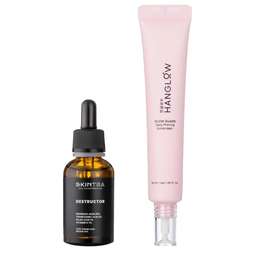 SkinTra + HanGlow - Júlové duo - Peeling Destructor 30ml + SPF 50+ krém Glow Guard - 50ml