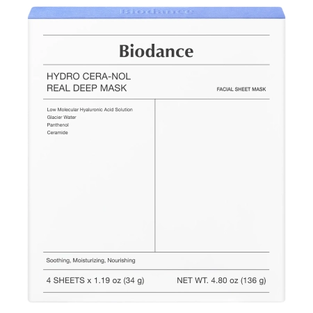 Biodance - Hydro Cera-nol Real Deep Mask - Hydratačná kolagénová plátienková maska - 4 ks x 34 g
