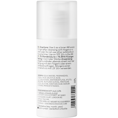 Geek & Gorgeous - Cheer Up - Stredne silný exfoliant pre zmiešanú a aknóznu pleť s 6% mandľovou kyselinou a BHA - 30ml