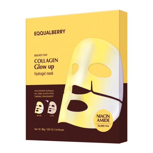EQQUALBERRY - Collagen Glow Up Hydrogel Mask - Sada rozjasňujúcich kolagénových masiek na tvár - 4 x 30g