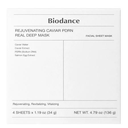 Biodance - Rejuvenating Caviar PDRN Real Deep Mask - Sada kolagénových plátienkových masiek na tvár s PDRN - 4ks/34g