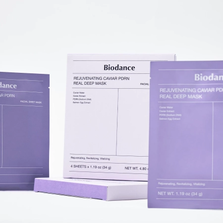 Biodance - Rejuvenating Caviar PDRN Real Deep Mask - Sada kolagénových plátienkových masiek na tvár s PDRN - 4ks/34g