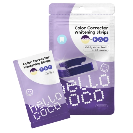 hello coco - Color Corrector Whitening Strips - Bieliace pásiky na zuby - 14ks