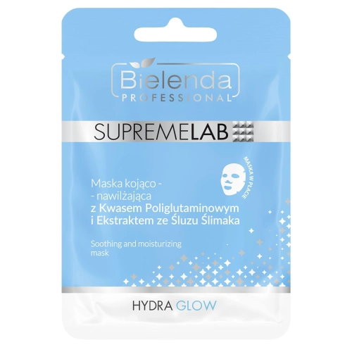 Bielenda Professional - Supremelab - Hydra Glow - Upokojujúca a hydratačná maska s kyselinou polyglutámovou a slimačím slizom - 1ks