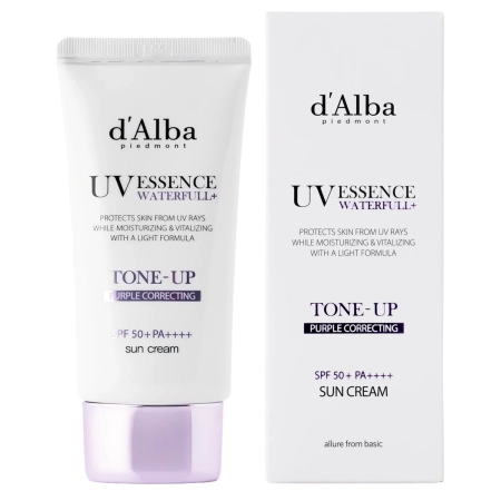 d'Alba - Waterfull Tone-Up Sun Cream SPF50+ PA++++ - Purple - Tónovací krém na tvár s SPF filtrom - 50ml
