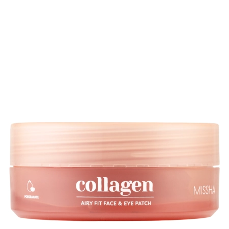 Missha - Airy Fit Collagen Lifting Face & Eye Patch - Spevňujúce hydrogélové náplasti pod oči a na tvár s kolagénom - 60ks