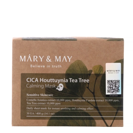 Mary&May - Cica Houttuynia Tea Tree Calming Mask - Sada upokojujúcich plátienkových masiek na tvár - 30ks