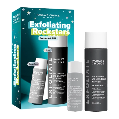 Paula's Choice - Exfoliating Rockstars - Sada exfoliačných produktov - Exfoliačný BHA peeling 30ml + Exfoliačná tekutina s kys.mliečnou a mandľovou 118 ml