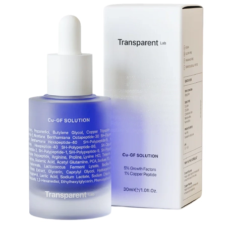 Transparent Lab - Cu-GF Solution – Sérum proti vráskam s peptidom medi 1% a rastovými faktormi 5% - 30 ml