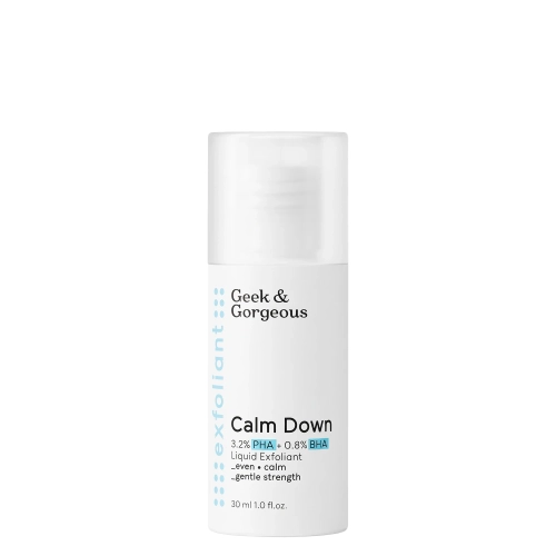 Geek & Gorgeous - Calm Down - Jemný exfoliant pre citlivú pleť s PHA a BHA kyselinami - 30ml