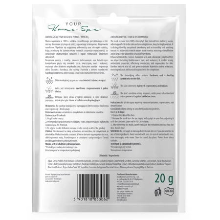 Apis - Antioxidačná plátienková maska s matchou - 20g