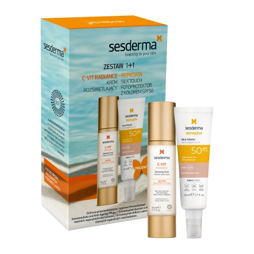 Sesderma - C-VIT Radiance + Repaskin Silk Touch Color SPF50 - Sada produktov na tvár - Rozjasňujúci krém 50ml + Tónovací krém 50ml