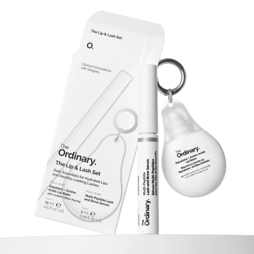 The Ordinary - The Lip & Lash Set - Squalane + Amino Acids Lip Balm - Balzam na pery - 5 ml + Multi-Peptide Lash & Brow Serum - Sérum pre rasr rias a obočia -15 ml