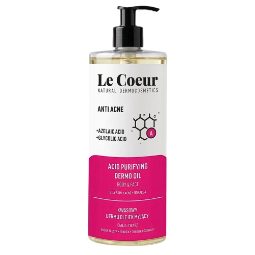 Le Coeur - Anti Acne - Kyselinový Umývací Olej na Telo a Tvár - 700ml