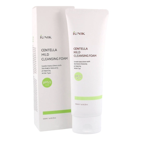 iUNIK - Centella Mild Cleansing Foam - Upokojujúca čistiaca pena s pupočníkom ázijským - 120 ml