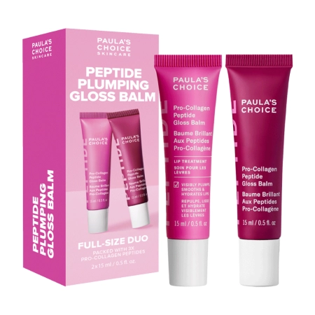 Paula's Choice - Peptide Plumping Gloss Balm Duo - Limitovaná sada balzamov na pery - Ružový balzam na pery 15ml + Slivkový balzam na pery 15ml