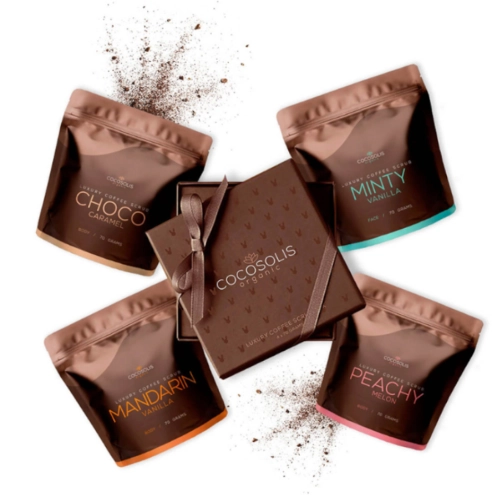 Cocosolis - Luxury Coffee Scrub Box - Sada peelingov na telo a tvár - 4x70g