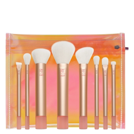 Real Techniques - The Wanderer Travel Brush Kit - Cestovná sada štetcov na líčenie celej tváre s kozmetickou taštičkou