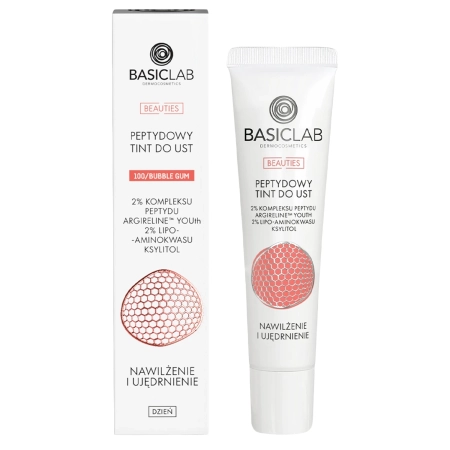 BasicLab - Dermocosmetics Beauties - Peptidový tint na pery pre hydratáciu a spevnenie - Bubble Gum - 15ml