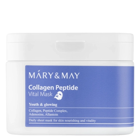 Mary&May - Collagen Peptide Vital Mask - Sada spevňujúcich plátienkových masiek na tvár - 30ks