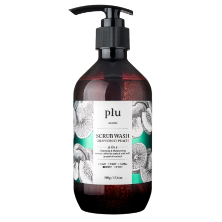 plu - Scrub Wash - Peelingujúci sprchový gél - Grapefruit Peach - 500g
