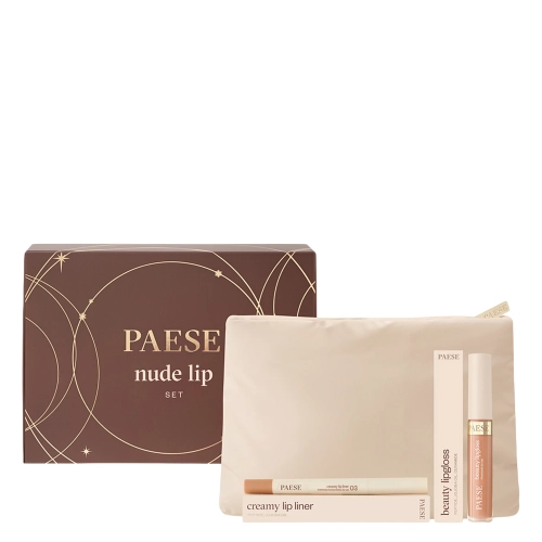 Paese - Vianočná sada - Nude Lip Set - Ceruzka na pery 0,6g + Lesk na pery 4,5ml + Kozmetická taštička