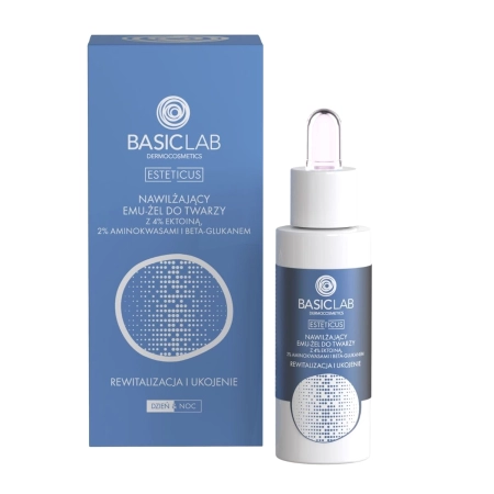 BasicLab - Esteticus - Revitalizácia a Upokojenie - Hydratačný emulzný gél na tvár so 4% ektoínom, aminokyselinami a beta-glukánom - 30ml