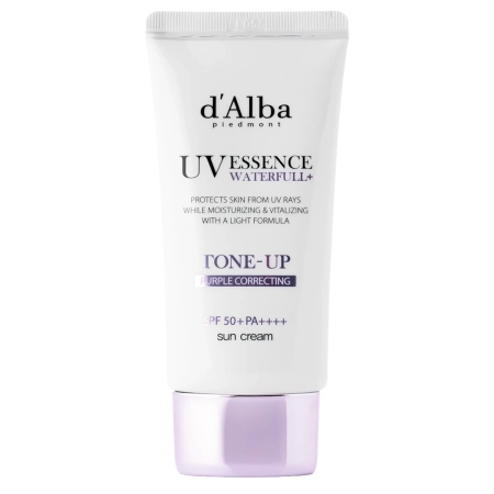 d'Alba - Waterfull Tone-Up Sun Cream SPF50+ PA++++ - Purple - Tónovací krém na tvár s SPF filtrom - 50ml
